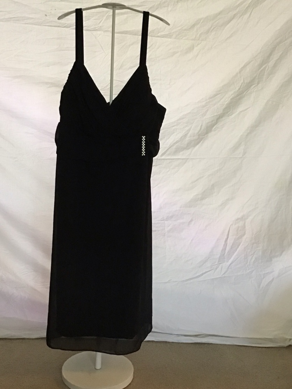 Jessica London Black V-Neck Slip Dress with Thin Straps